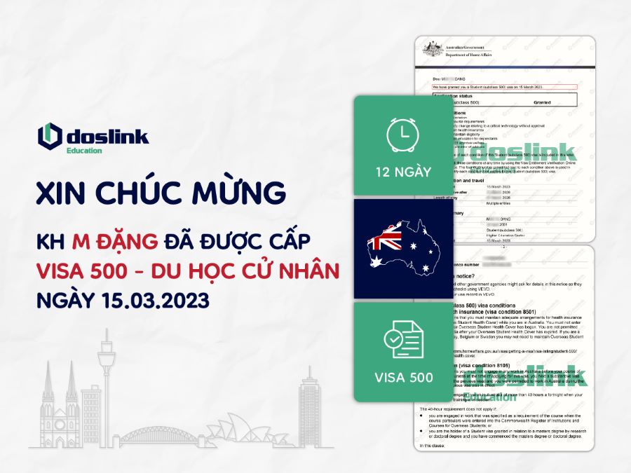 Kết quả visa du học Úc visa 500 Bachelor of Pyschology